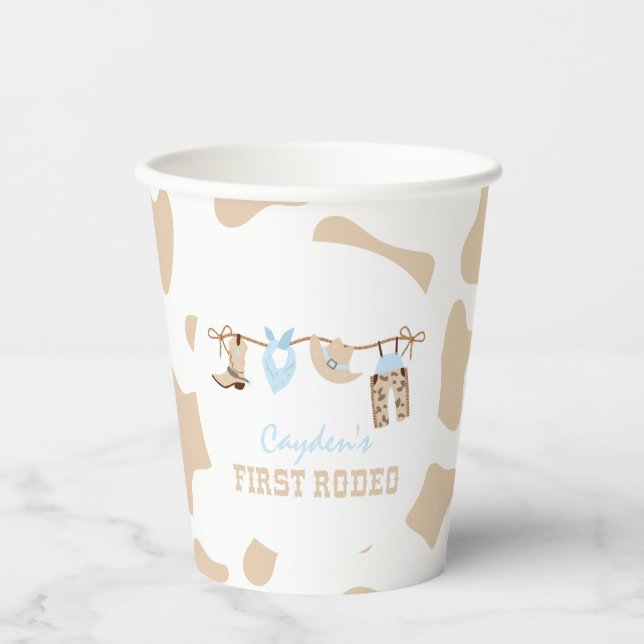 First Rodeo Western Cowboy 1st Birthday Paper Cups (Front)