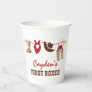 First Rodeo Western Cowboy 1st Birthday Paper Cups