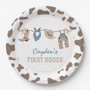 First Rodeo Western Cowboy 1st Birthday Paper Plat Paper Plate