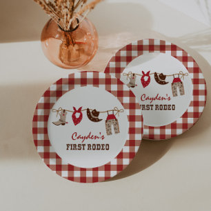 First Rodeo Western Cowboy 1st Birthday Paper Plat Plate