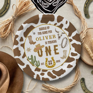 First Rodeo Western Cowboy Boys 1st Birthday Party Paper Plate