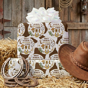 First Rodeo Western Cowboy Boys 1st Birthday Party Wrapping Paper