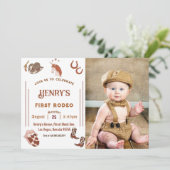 First Rodeo Western Cowboy First Birthday  Invitation (Standing Front)