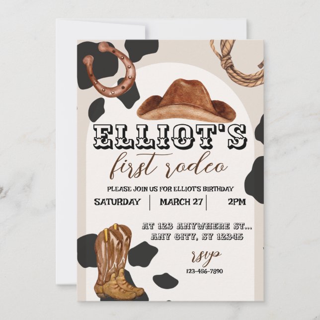 First Rodeo, Western Cowboy Invitation (Front)