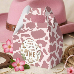 First Rodeo Western Cowgirl 1st Birthday Party Favor Box