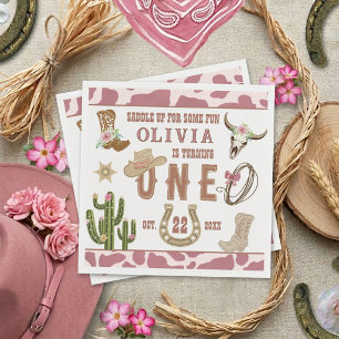 First Rodeo Western Cowgirl 1st Birthday Party Napkin