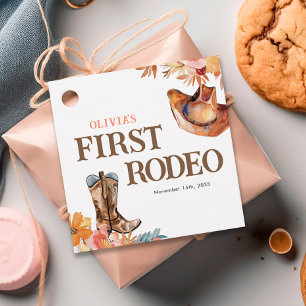 First Rodeo Western Girl 1st Birthday Favour Tags
