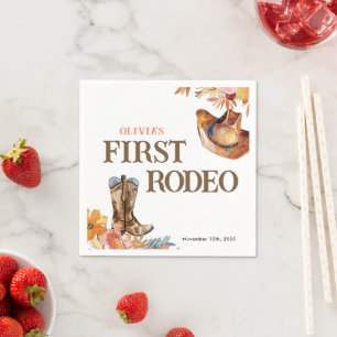 First Rodeo Western Girl 1st Birthday Napkin