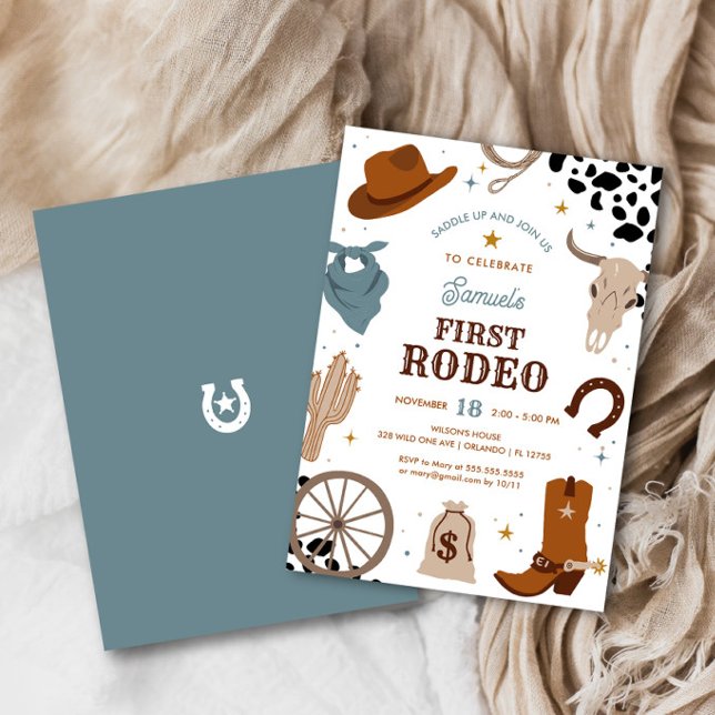 First Rodeo | Western Wild West Boy First Birthday Invitation (Creator Uploaded)