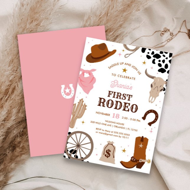 First Rodeo Western Wild West Girl First Birthday Invitation (Creator Uploaded)