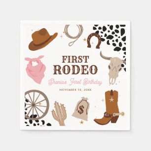 First Rodeo Western Wild West Girl First Birthday Napkin