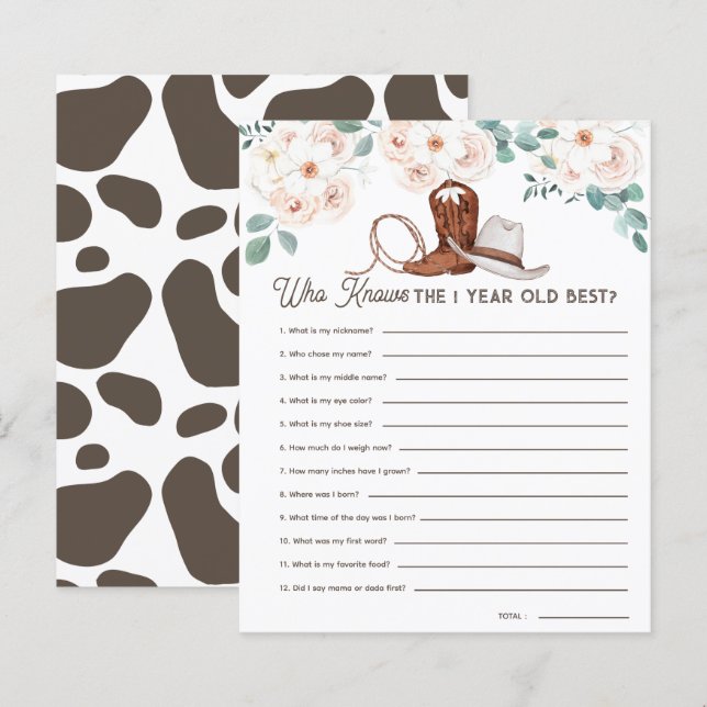 First Rodeo Who Knows 1yo Best 1st Birthday Game (Front/Back)