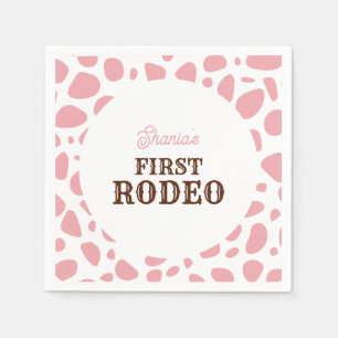 First Rodeo Wild West Pink Girl First Birthday Napkin