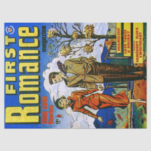 First Romance Autumn Love Vintage Comics Decoupage Tissue Paper