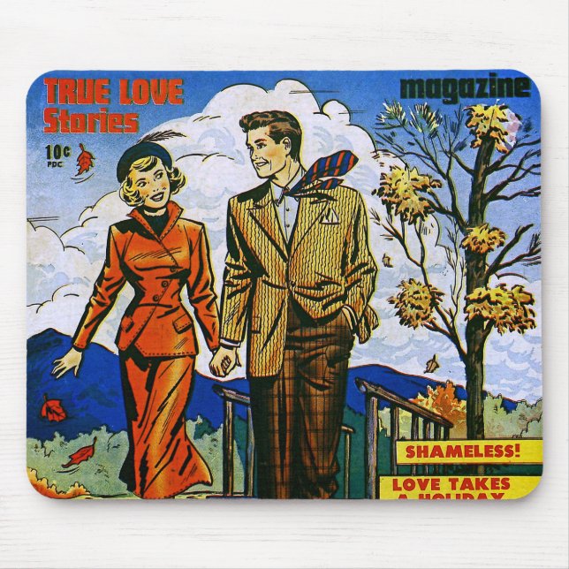 First Romance Autumn Love Vintage Comics Mouse Pad (Front)