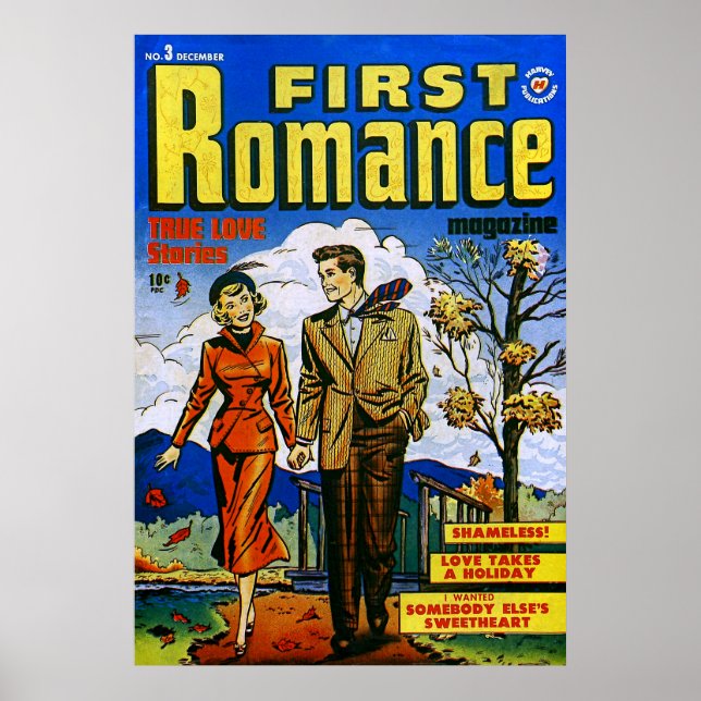 First Romance Autumn Love Vintage Comics Poster (Front)