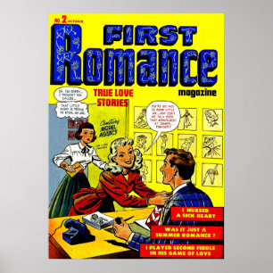First Romance Lady In Red Vintage Comics Poster