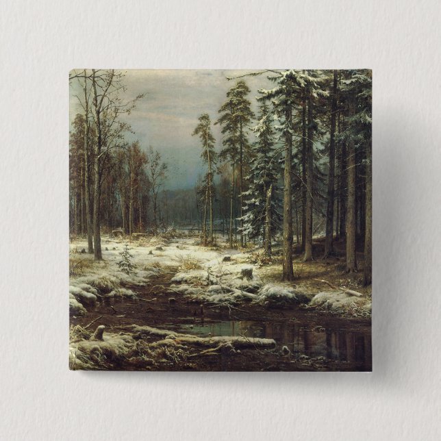 First Snow 2 Inch Square Button (Front)
