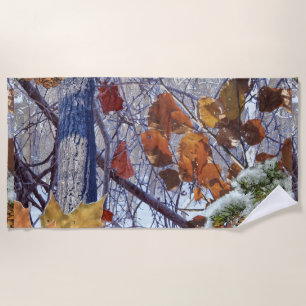 First Snow Camouflage Decor on a Beach Towel