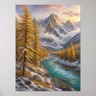 First Snow Larch Valley 12x16 Poster