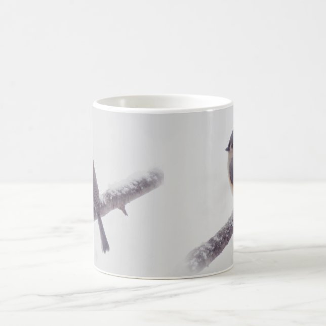 First Snow - Tufted Titmouse Birds Coffee Mug (Center)