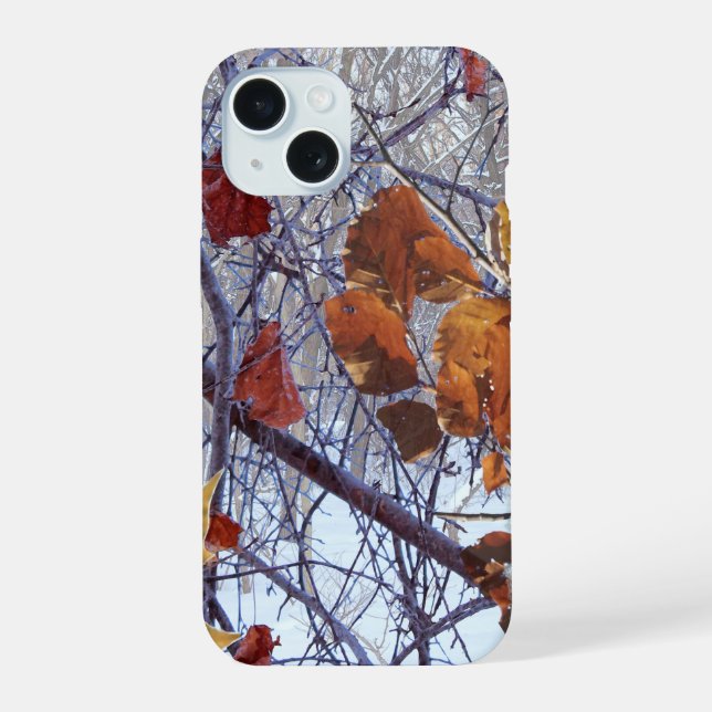 First Snow Winter Forest Camo Print iPhone 15 Case (Back)