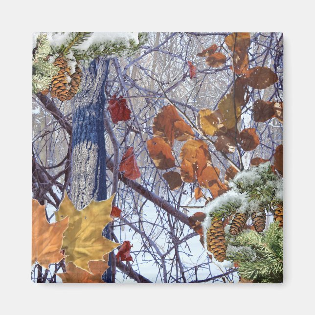 First Snow Winter Forest Camo Print Magnet (Front)
