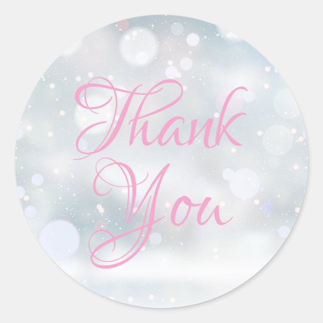 First Snowflakes baby shower thank you Classic Round Sticker (Front)