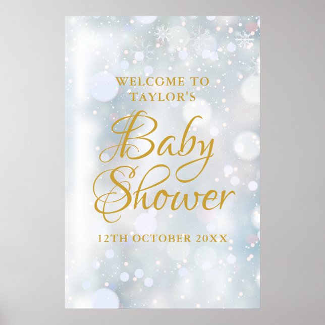 First Snowflakes Baby Shower Welcome Sign (Front)