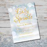 First Snowflakes Baby Sprinkle / Shower Invitation<br><div class="desc">Gentle snowflakes fall across your baby sprinkle,  shower or couples shower details,  set in elegant gold text on a magical winter background,  this gender-neutral invitation is ideal for your special baby shower.</div>