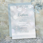 First Snowflakes Baptism Christening Invitation<br><div class="desc">Featuring delicate snowflakes falling across your personalised name,  special date,  and baptism or christening event details on a winter frost background. Designed by Thisisnotme©</div>