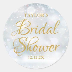 First Snowflakes Bridal Shower Favour Classic Round Sticker