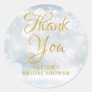 First Snowflakes Bridal Shower Thank You Classic Round Sticker