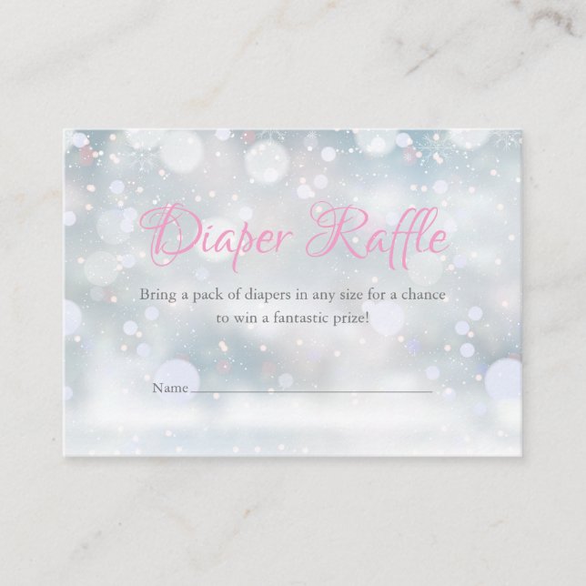 First Snowflakes Diaper Raffle Baby Shower Enclosure Card (Front)