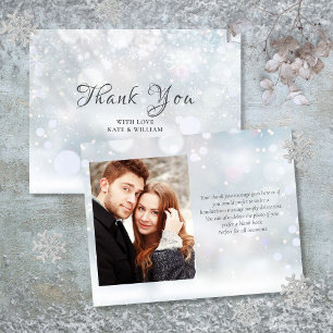 First Snowflakes Elegant Script Photo Thank You Card