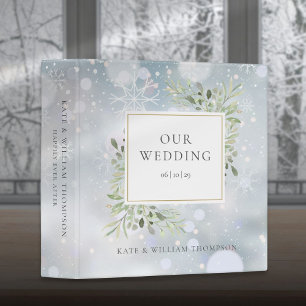 First Snowflakes Greenery Winter Wedding Photo Binder