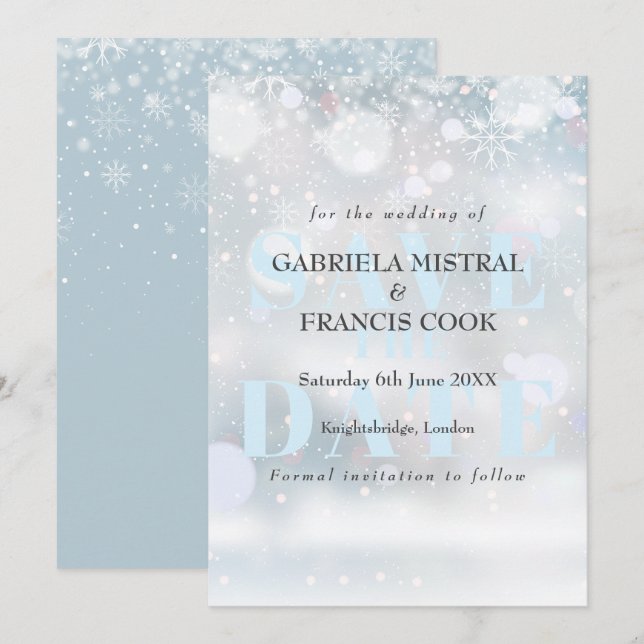 First Snowflakes Save the Date Invitation (Front/Back)