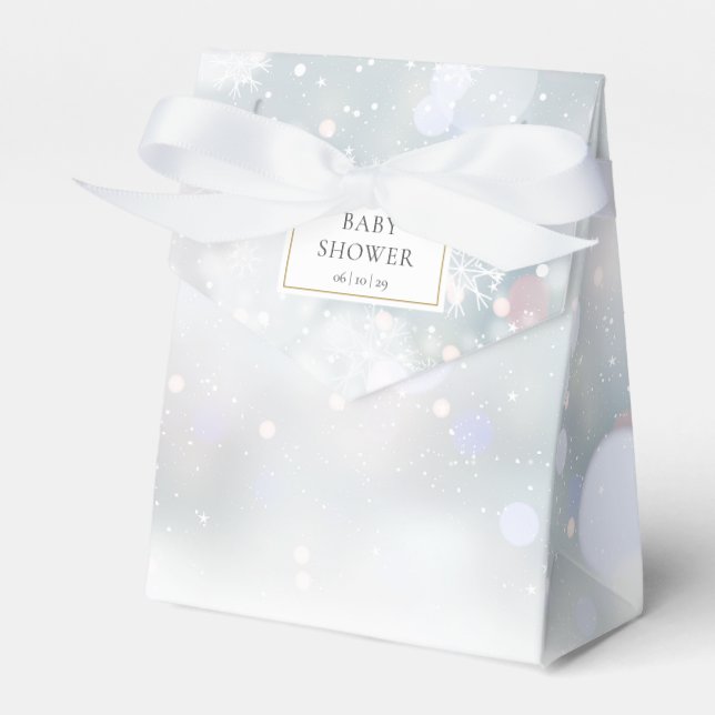 First Snowflakes Winter Baby Shower Favor Box (Front Side)