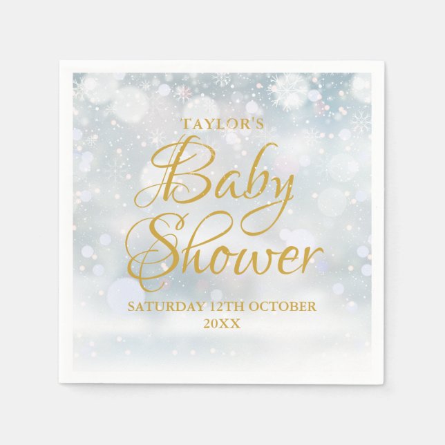 First Snowflakes Winter Baby Shower / Sprinkle Napkin (Front)