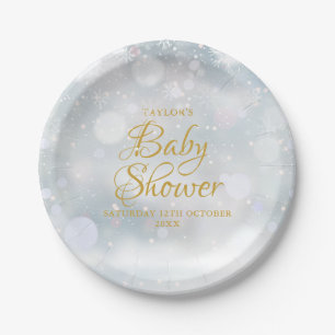 First Snowflakes Winter Baby Shower / Sprinkle Paper Plate