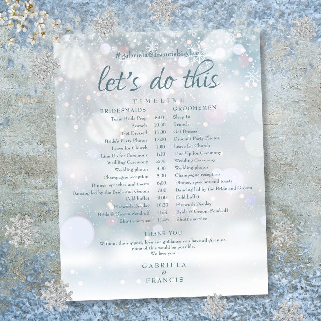 First Snowflakes Winter Wedding Schedule Timeline (First Snowflakes Winter Wedding Schedule Timeline)