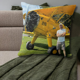 First Solo Airplane & Photo Aviation Personalized Throw Pillow