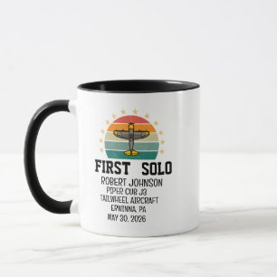 First Solo Airplane PILOT Retro Personalized Mug