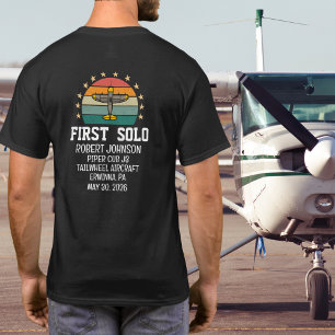 First Solo Airplane PILOT Retro Personalized T-Shirt