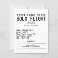 First Solo Flight Congratulations Flat Card