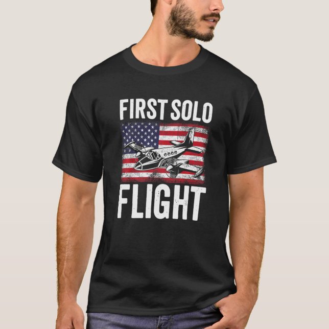 First Solo Flight Plane Aircraft Pilot Flight   T-Shirt (Front)