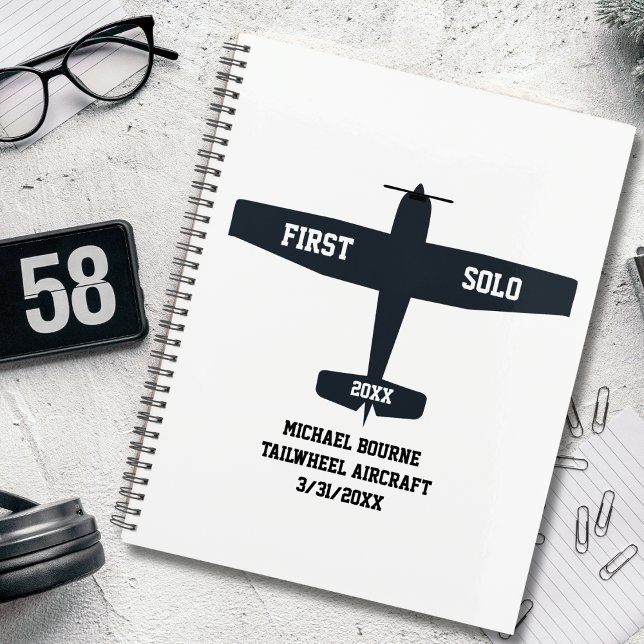 First Solo Simple Airplane, Personalized Aviation Planner (front)
