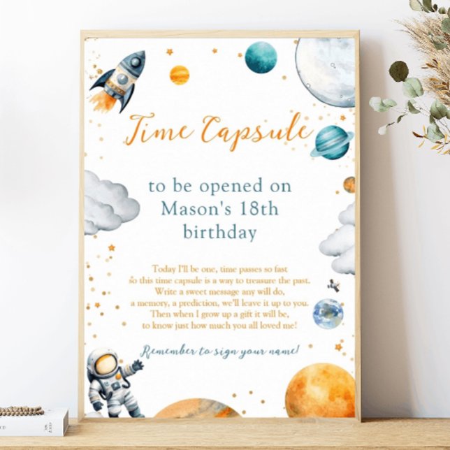 First Space Adventure Boy Birthday Time Capsule Poster (Creator Uploaded)