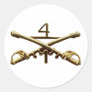 First Squadron Fourth Cavalry Brass Classic Round Sticker