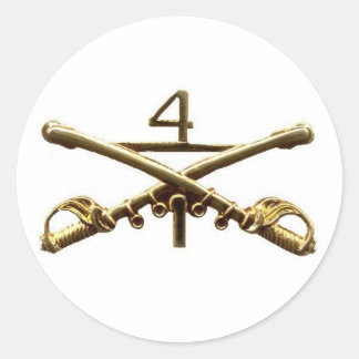 First Squadron Fourth Cavalry Brass Classic Round Sticker